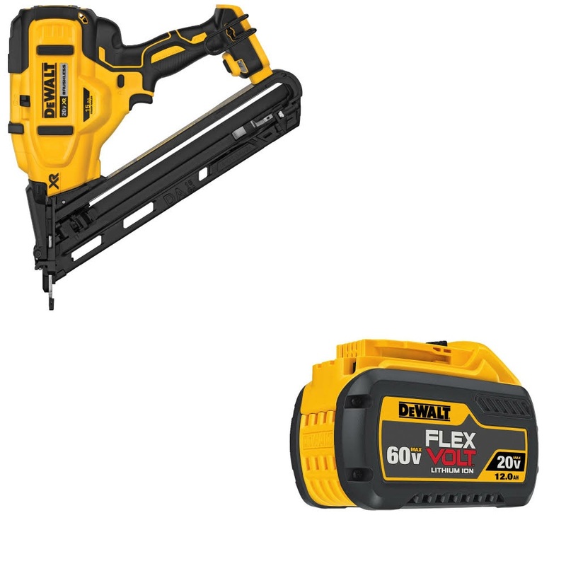 DeWalt DCN650B 20V MAX XR 15Ga Nailer W/ DCB612 20V/60V MAX FLEXVOLT Battery
