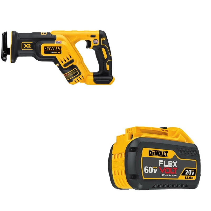 DeWalt DCS367B 20V MAX XR Recip Saw, Bare W/ DCB612 20V/60V MAX FLEXVOLT Battery
