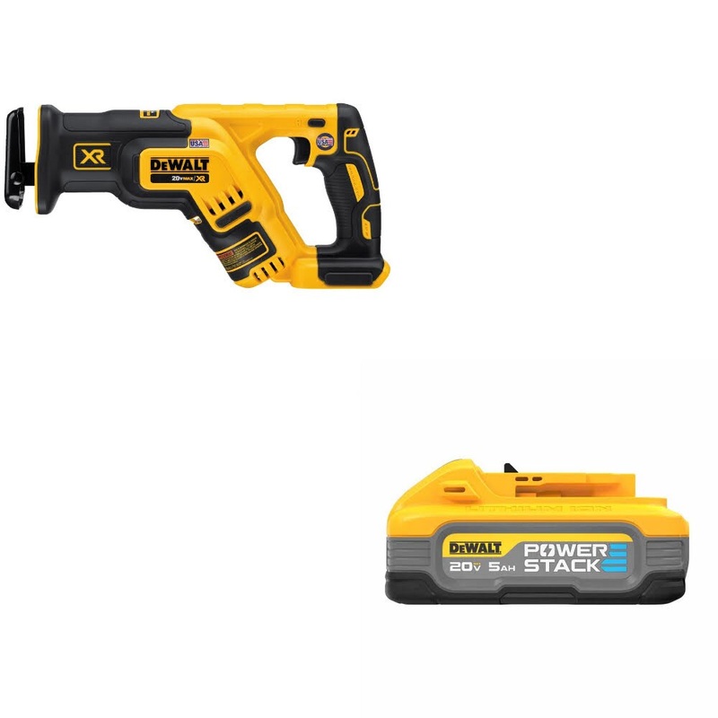 DeWalt DCS367B 20V MAX XR Recip Saw, Bare W/ DCBP520 20V Max PowerStack Battery