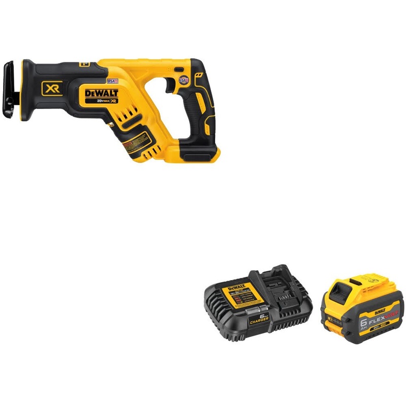 DeWalt DCS367B 20V MAX XR Recip Saw W/ DCB606C FLEXVOLT 20V/60V MAX Starter Kit
