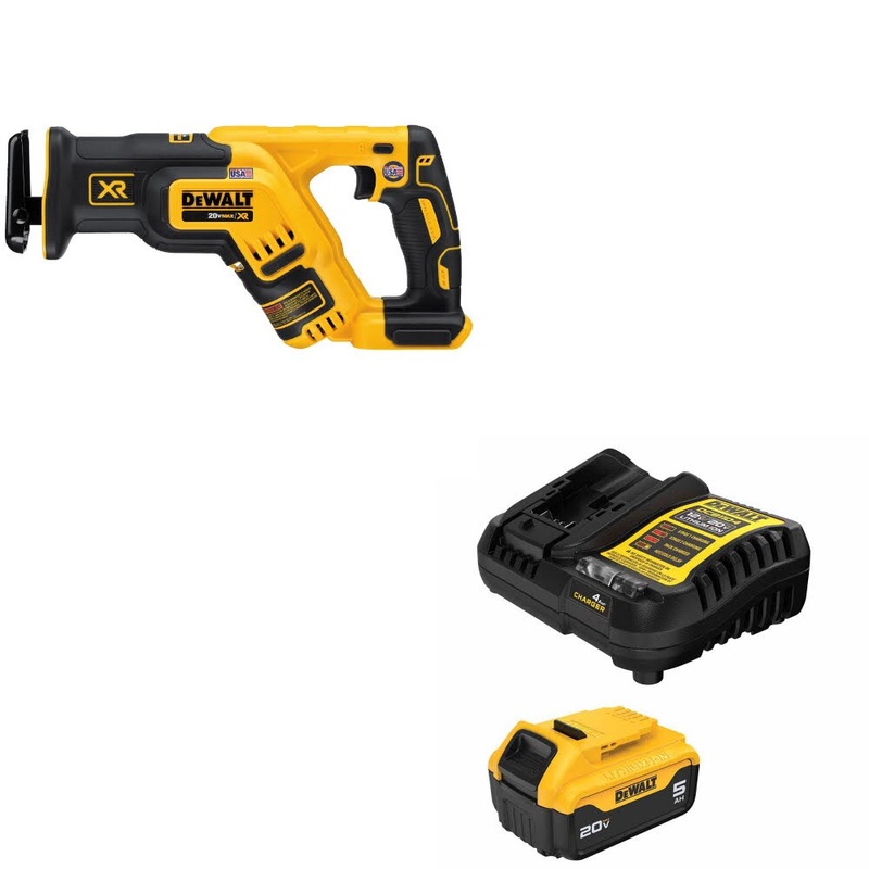DeWalt DCS367B 20V MAX XR Recip Saw W/ DCBP520C 20V Max PowerStack Starter Kit