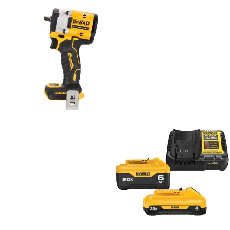 DeWalt DCF923B ATOMIC 20V MAX 3/8 Impact Wrench W/ DCB2460C 20V MAX Starter Kit