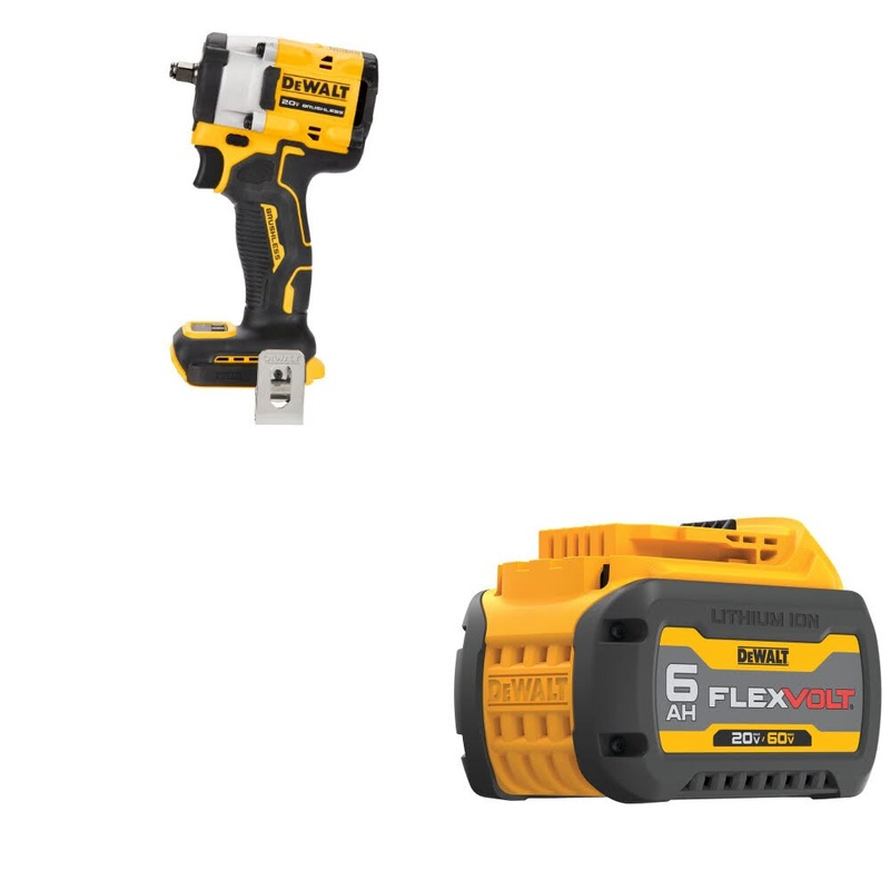 DeWalt DCF923B ATOMIC 20V MAX 3/8 Impact Wrench W/ DCB606 20/60V MAX 6AhBattery