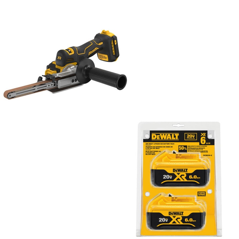 DeWalt DCM200B 20V XR Bandfile, Bare W/ DCB206-2 20V MAX XR 6Ah Battery, 2 Pack