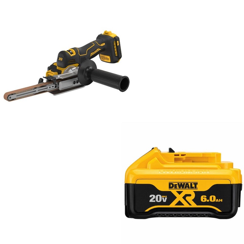 DeWalt DCM200B 20V XR Bandfile, Bare W/ DCB206 20V MAX 6.0Ah Li-Ion Battery Pack