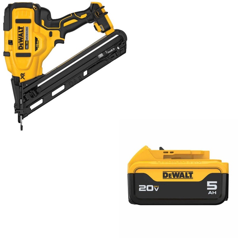 DeWalt DCN650B 20V MAX XR 15Ga Nailer W/ DCB205 20V MAX XR 5.0Ah Battery Pack