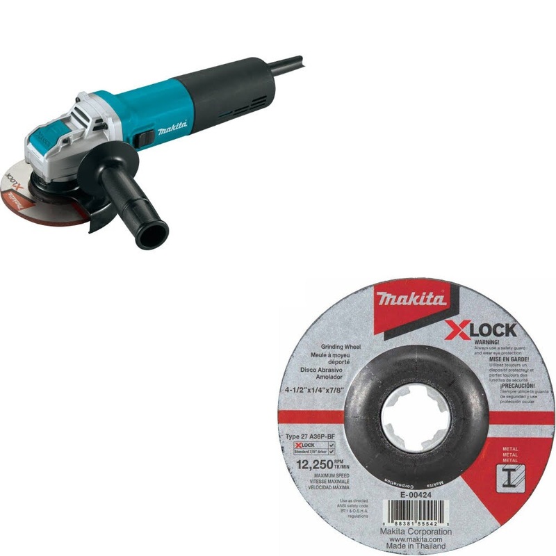 Makita GA5080 Angle Grinder Kit W/ FREE E-00424 Grinding Wheel, 25 Pack