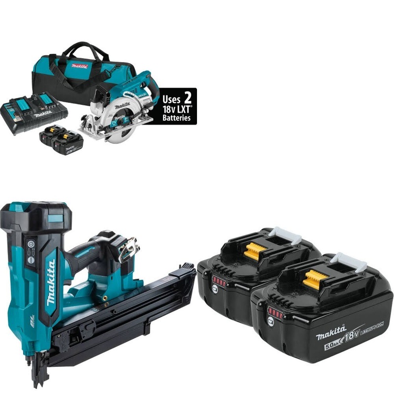 Makita XSR01PT Circular Saw Kit W/ XNB03Z Framing Nailer and FREE BL1850B-2 Battery