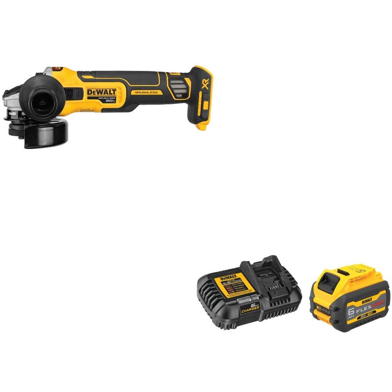DeWalt DCG405B 20V MAX XR 4.5 Grinder, Bare W/ DCB606C 20V/60V MAX Starter Kit