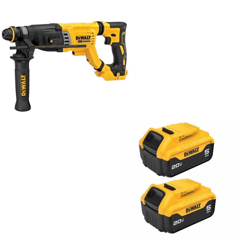 DeWalt DCH263B 20V MAX 1-1/8 Rotary Hammer W/ DCB205-2 20V MAX 5Ah Battery, 2Pk