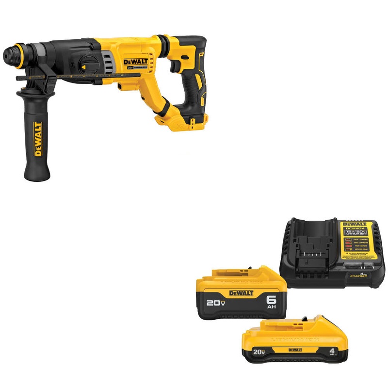 DeWalt DCH263B 20V MAX 1-1/8 Rotary Hammer W/ DCB2460C 20V MAX Starter Kit