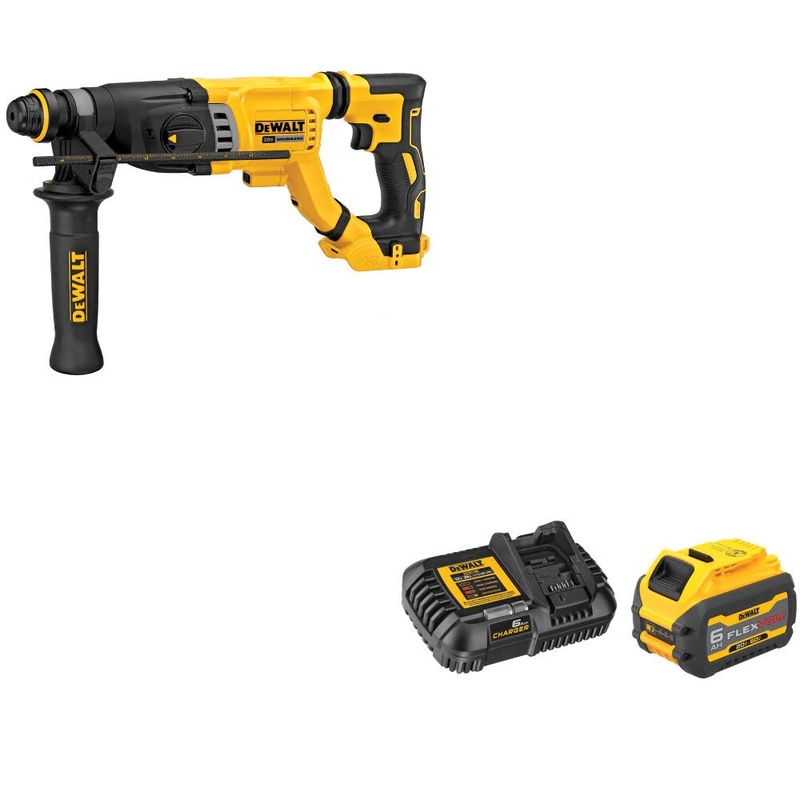 DeWalt DCH263B 20V MAX 1-1/8 Rotary Hammer W/ DCB606C 20V/60V MAX Starter Kit