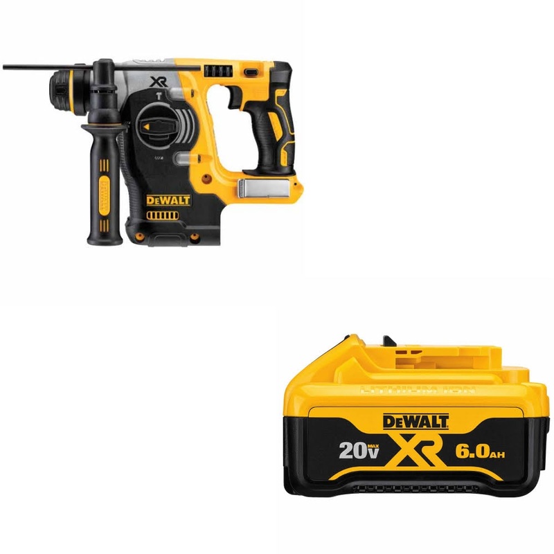 DeWalt DCH273B 20V MAX 1 Rotary Hammer, Bare W/ DCB206 20V MAX 6Ah Battery Pack