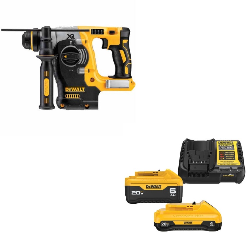 DeWalt DCH273B 20V MAX 1 Rotary Hammer, Bare W/ DCB2460C 20V MAX Starter Kit