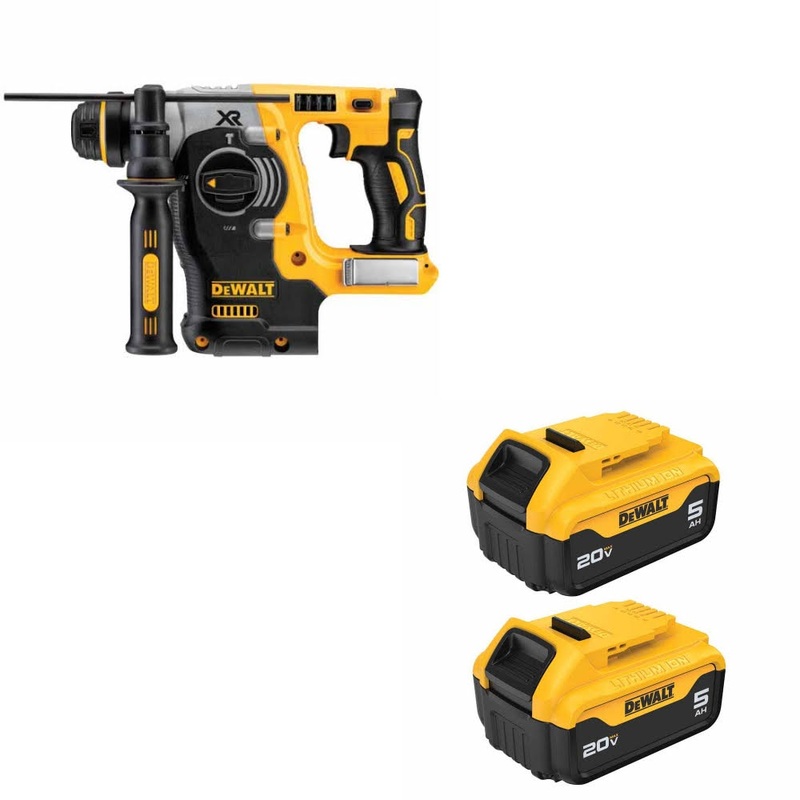 DeWalt DCH273B 20V MAX 1 Rotary Hammer W/ DCB205-2 20V MAX 5Ah Battery, 2-Pack