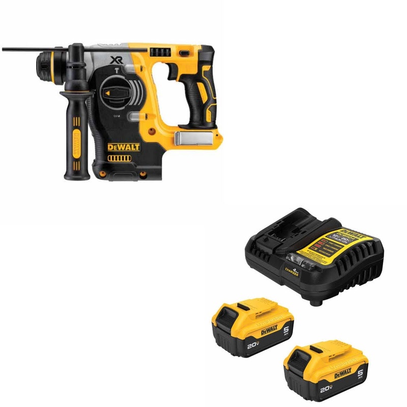 DeWalt DCH273B 20V MAX 1 Rotary Hammer W/ DCB205-2C 20V MAX 5Ah Battery Kit