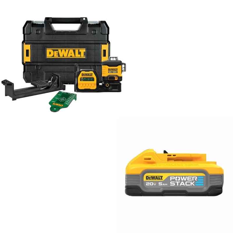 DeWalt DCLE34030G 20V/12V 3×360 Laser Kit W/ DCBP520 20V Max PowerStack Battery