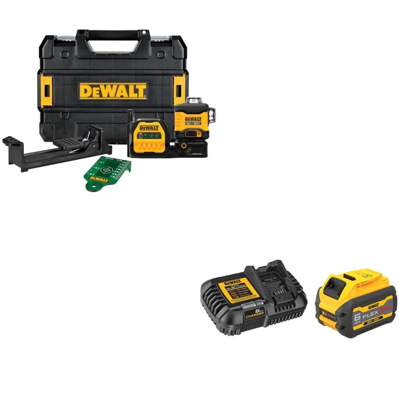 DeWalt DCLE34030G 20V/12V Laser Kit W/ DCB606C FLEXVOLT 20V/60V MAX Starter Kit