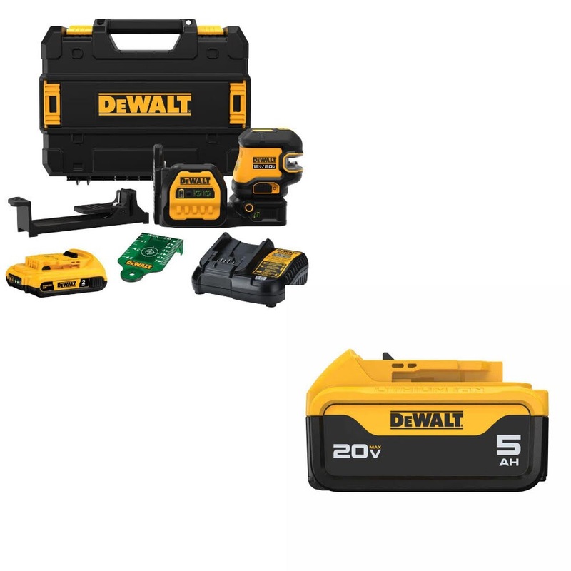 DeWalt DCLE34520G 20V Combo Laser Kit W/ DCB205 20V MAX XR 5.0Ah Battery Pack
