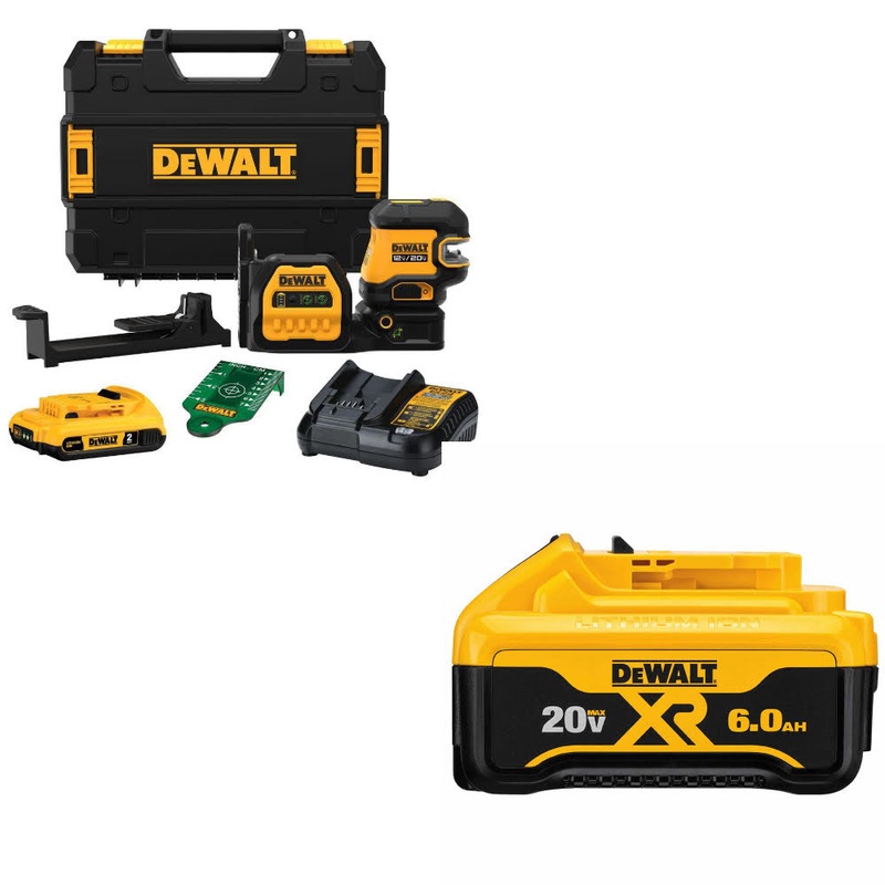 DeWalt DCLE34520G 20V Combo Laser Kit W/ DCB206 20V MAX 6.0Ah Battery Pack