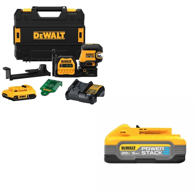 DeWalt DCLE34520G 20V Combo Laser Kit W/ DCBP520 20V Max PowerStack 5Ah Battery