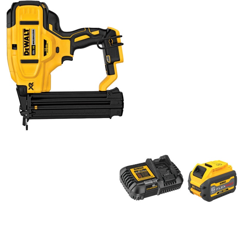 DeWalt DCN680B 20V MAX XR 18Ga Nailer, Bare W/ DCB606C 20V/60V MAX Starter Kit