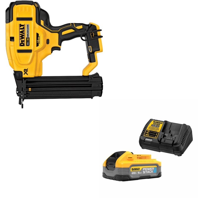 DeWalt DCN680B 20V MAX XR 18Ga Nailer, Bare W/ DCBP520C 20V Max Starter Kit