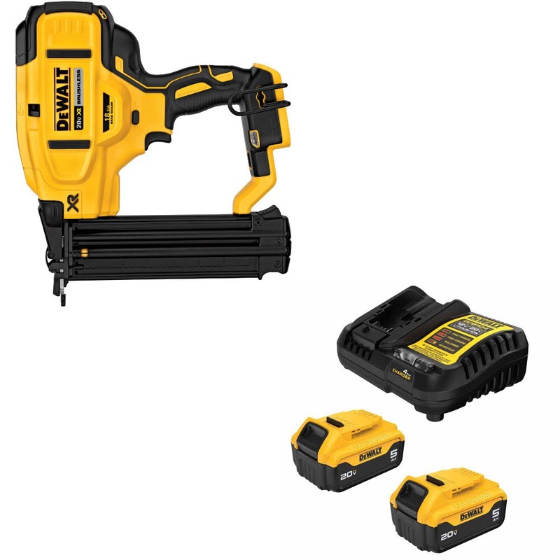 DeWalt DCN680B 20V MAX XR 18Ga Nailer W/ DCB205-2C 20V MAX 5Ah Battery Kit