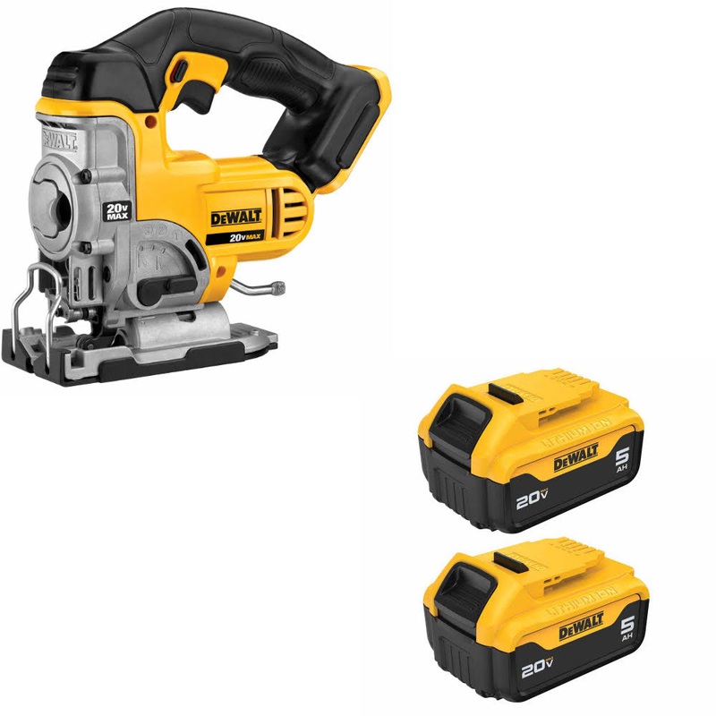DeWalt DCS331B 20V MAX Jig Saw, Bare W/ DCB205-2 20V MAX 5Ah Battery, 2-Pack