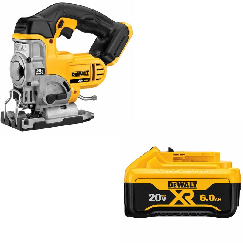 DeWalt DCS331B 20V MAX Jig Saw, Bare W/ DCB206 20V MAX 6.0Ah Battery Pack