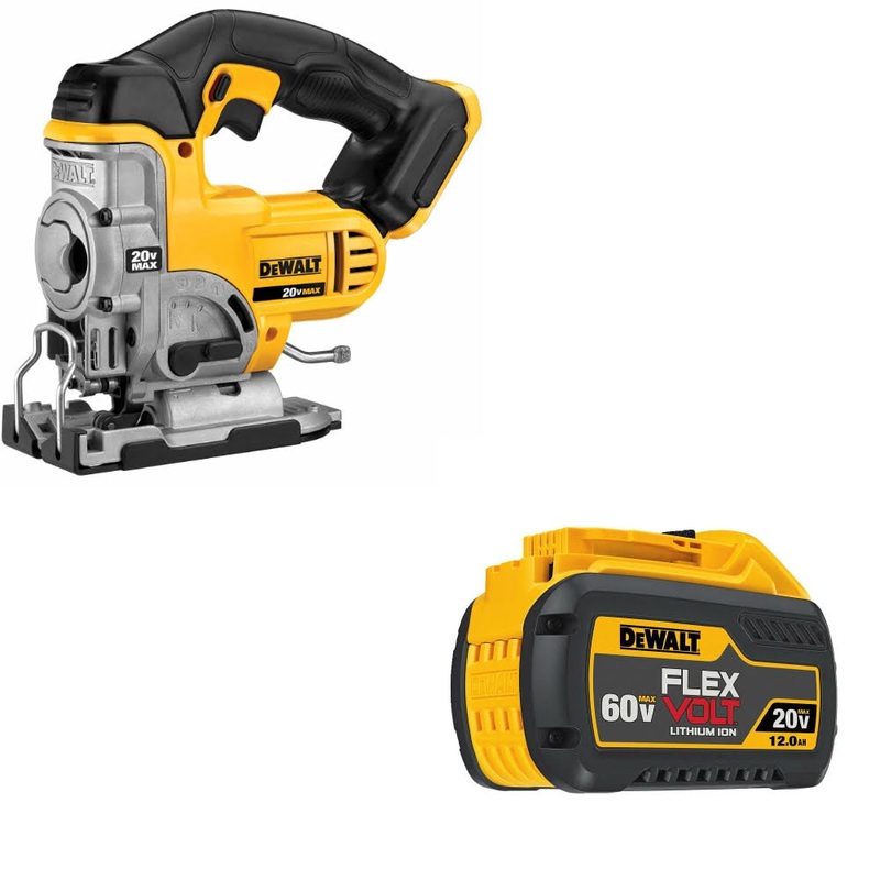 DeWalt DCS331B 20V MAX Jig Saw, Bare W/ DCB612 20V/60V MAX FLEXVOLT 12Ah Battery