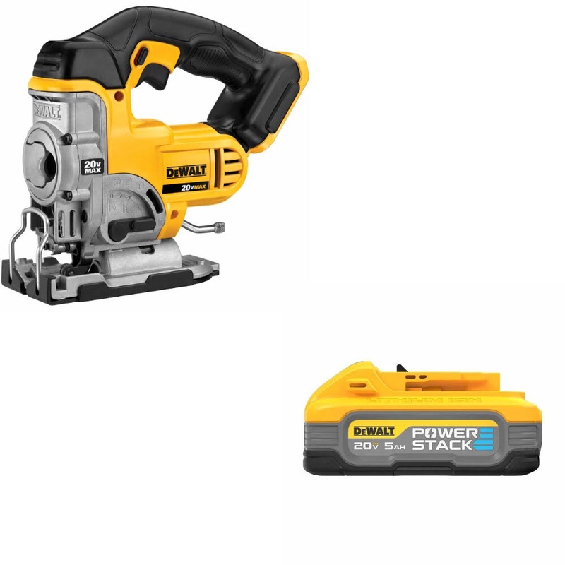 DeWalt DCS331B 20V MAX Jig Saw, Bare W/ DCBP520 20V Max PowerStack 5Ah Battery