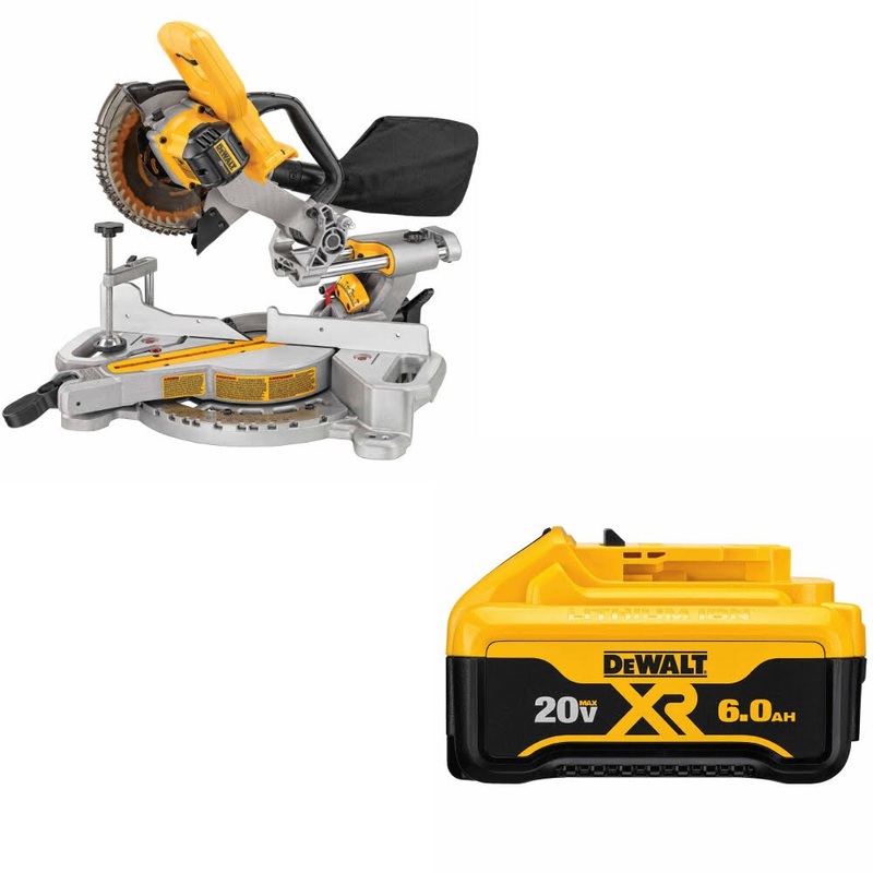 DeWalt DCS361B 20V MAX 7-1/4 Miter Saw, Bare W/ DCB206 20V MAX 6Ah Battery Pack