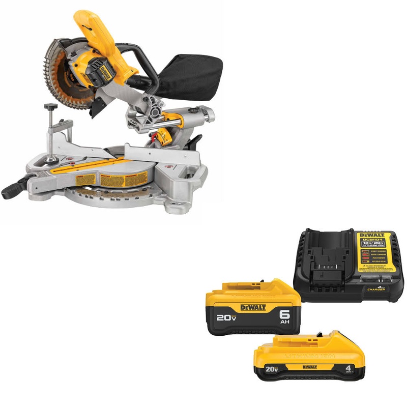 DeWalt DCS361B 20V MAX 7-1/4 Miter Saw, Bare W/ DCB2460C 20V MAX Starter Kit