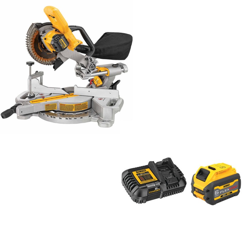 DeWalt DCS361B 20V MAX 7-1/4 Miter Saw, Bare W/ DCB606C 20V/60V MAX Starter Kit
