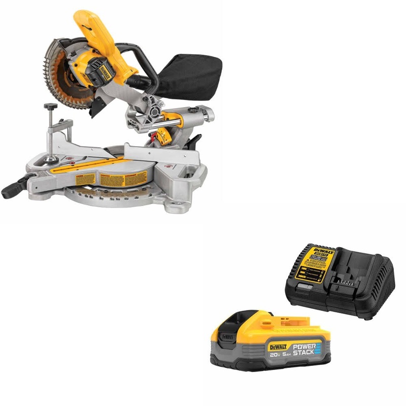 DeWalt DCS361B 20V MAX 7-1/4 Miter Saw, Bare W/ DCBP520C 20V Max Starter Kit