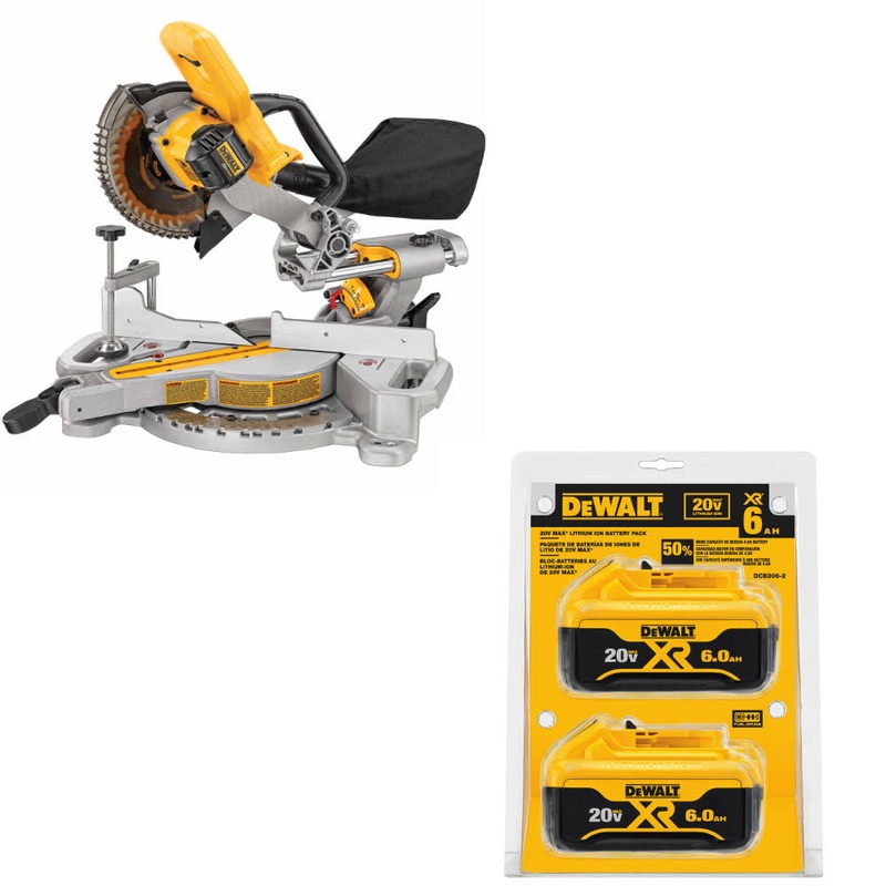 DeWalt DCS361B 20V MAX 7-1/4 Miter Saw W/ DCB206-2 20V MAX XR Battery, 2 Pack