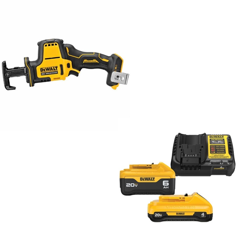 DeWalt DCS369B ATOMIC 20V MAX Recip Saw, Bare W/ DCB2460C 20V MAX Starter Kit