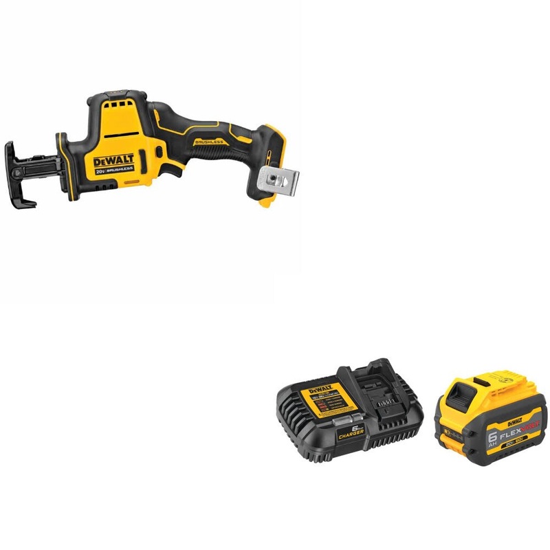 DeWalt DCS369B ATOMIC 20V MAX Recip Saw, Bare W/ DCB606C 20V/60V MAX Starter Kit