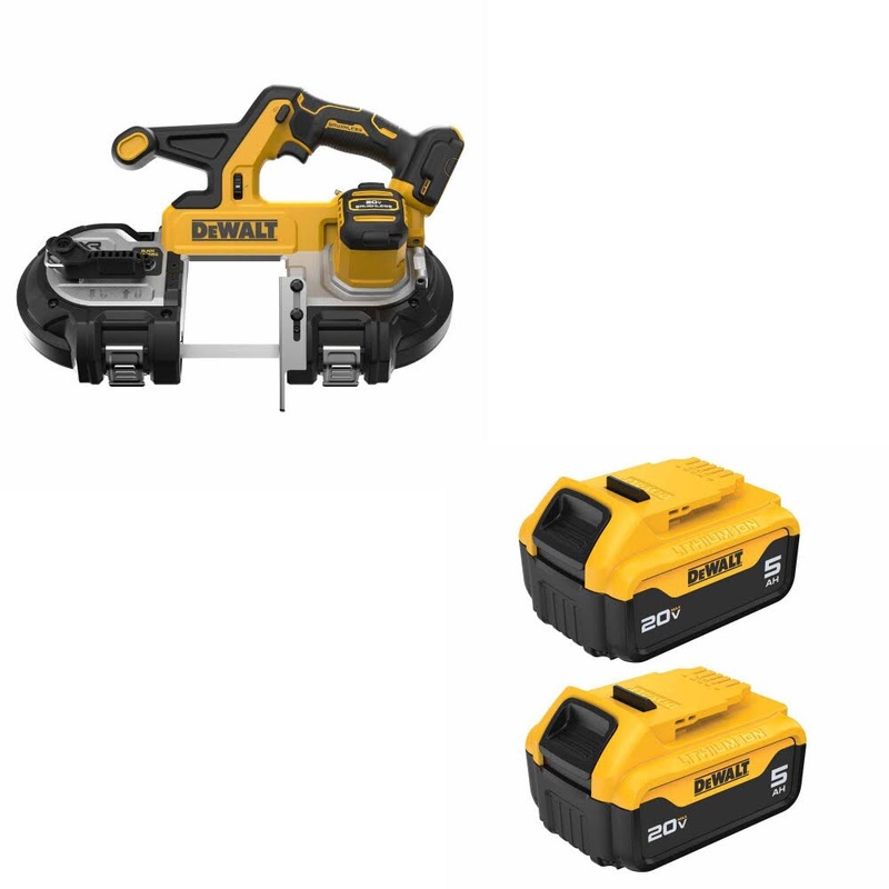 DeWalt DCS378B 20V 3-1/4 Band Saw, Bare W/ DCB205-2 20V MAX 5Ah Battery, 2-Pack