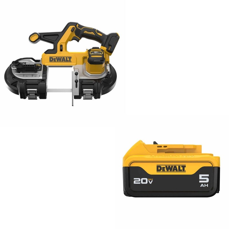 DeWalt DCS378B 20V 3-1/4 Band Saw, Bare W/ DCB205 20V MAX XR 5.0Ah Battery Pack