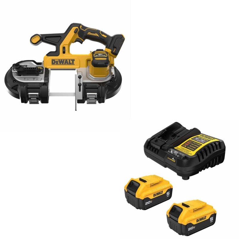 DeWalt DCS378B 20V 3-1/4 Band Saw, Bare W/ DCB205-2C 20V MAX 5Ah Battery Kit