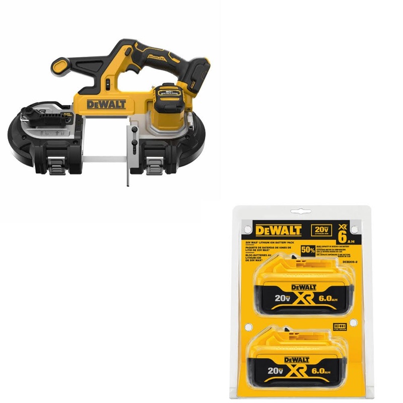 DeWalt DCS378B 20V 3-1/4 Band Saw, Bare W/ DCB206-2 20V MAX XR Battery, 2 Pack