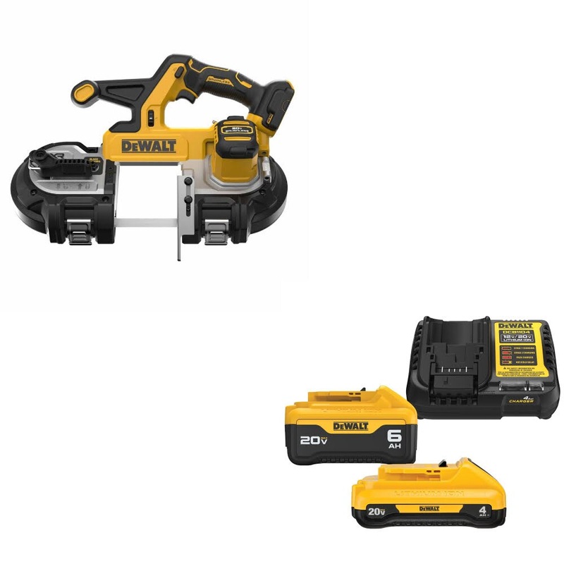 DeWalt DCS378B 20V 3-1/4 Band Saw, Bare W/ DCB2460C 20V MAX 4Ah/6Ah Starter Kit