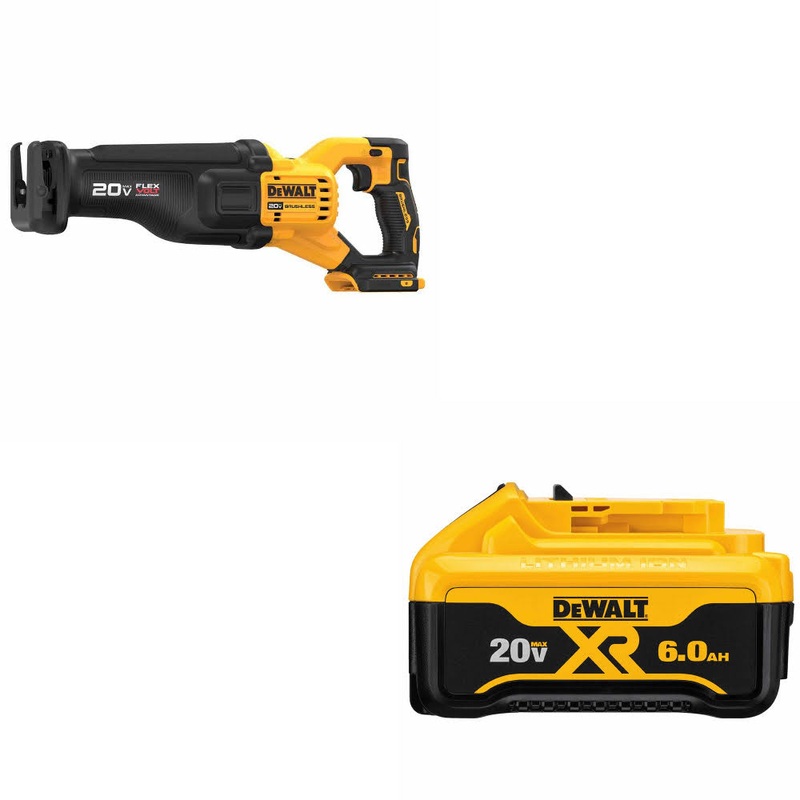 DeWalt DCS386B 20V MAX FLEXVOLT Recip Saw W/ DCB206 20V MAX 6.0Ah Battery Pack
