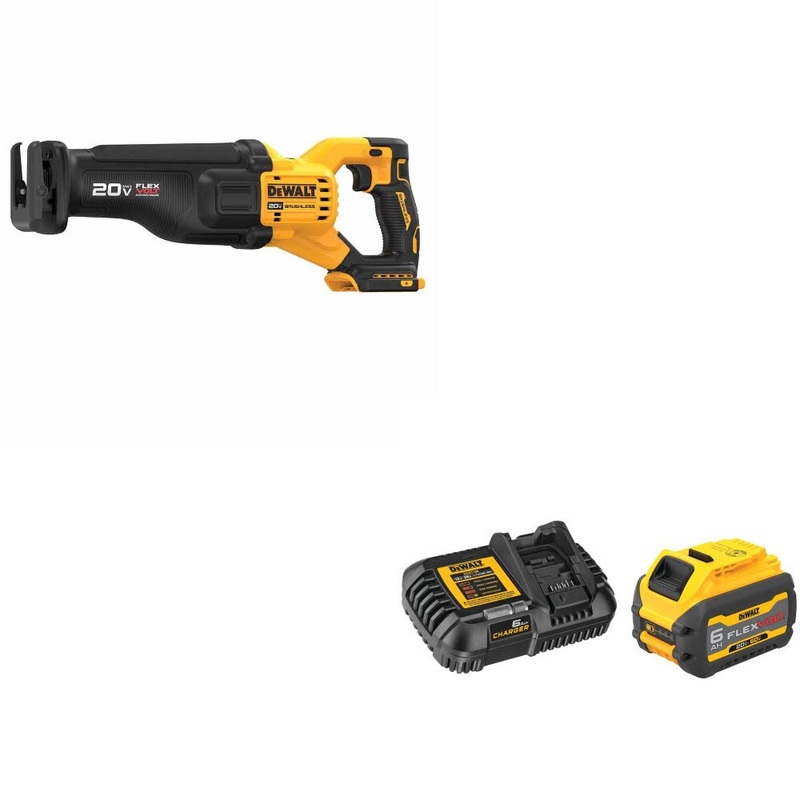 DeWalt DCS386B 20V MAX Recip Saw W/ DCB606C FLEXVOLT 20V/60V MAX Starter Kit