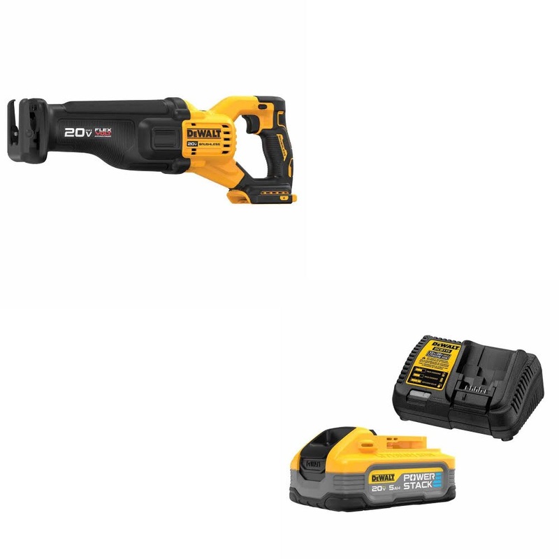 DeWalt DCS386B 20V MAX Recip Saw W/ DCBP520C 20V Max PowerStack Starter Kit