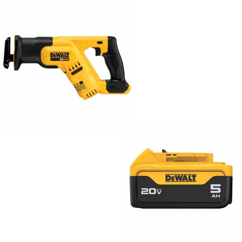 DeWalt DCS387B 20V MAX Recip Saw, Bare W/ DCB205 20V MAX XR 5.0Ah Battery Pack