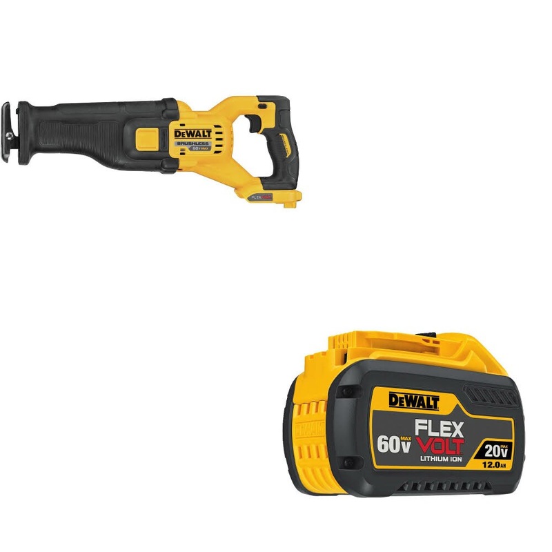 DeWalt DCS389B 60V Max Recip Saw, Bare W/ DCB612 20V/60V MAX FLEXVOLT Battery