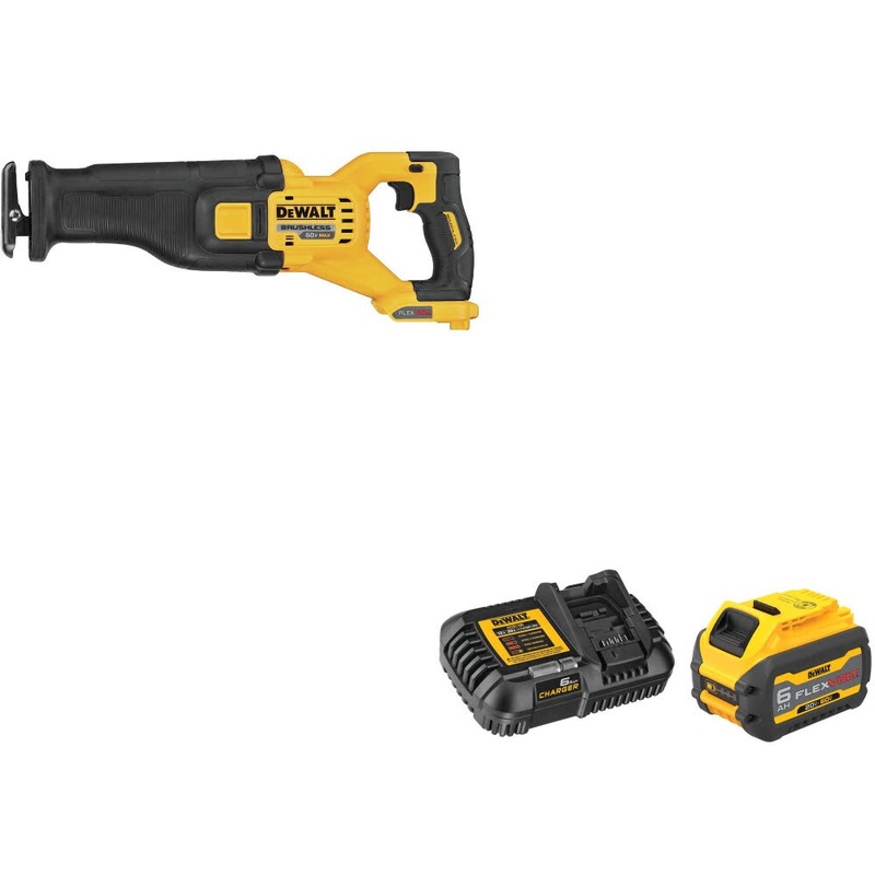 DeWalt DCS389B 60V Max Recip Saw W/ DCB606C FLEXVOLT 20V/60V MAX Starter Kit